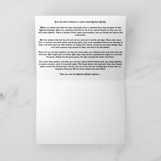 Het Regenboogbrug gedicht, White Angel Dog Feestdagen Kaart (Binnen)