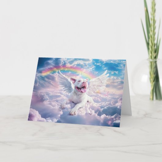 Het Regenboogbrug gedicht, White Angel Dog Feestdagen Kaart (Voorkant)