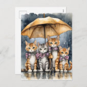 Het regende buiten, dus de moederkat belde h feestdagenkaart (Voorkant / Achterkant)