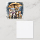 Het regende buiten, dus de moederkat belde h vierkante visitekaartje (Voorkant / Achterkant)