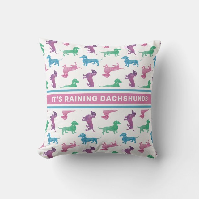 Het regent Dachshunds Cute Pastel Doxies Kussen (Voorkant)