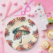 Het regent een prachtige bloemenbruiloft papieren bordje (Feest)