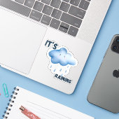 Het regent esthetisch weer sticker (Laptop met iPhone)