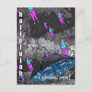 Het regent Mannen! Briefkaart