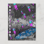 Het regent Mannen! Briefkaart (Voorkant)