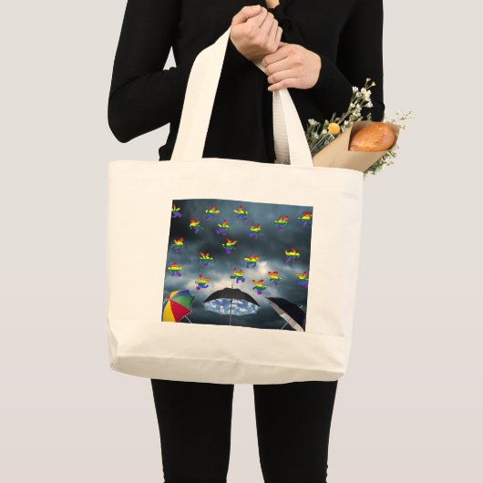 Het regent Mannen! Grote Tote Bag (Voorkant (product))
