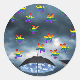 Het regent Mannen! Ronde Sticker