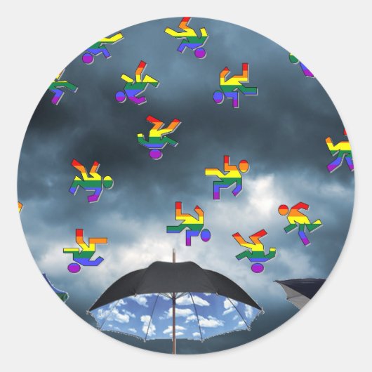 Het regent Mannen! Ronde Sticker (Voorkant)