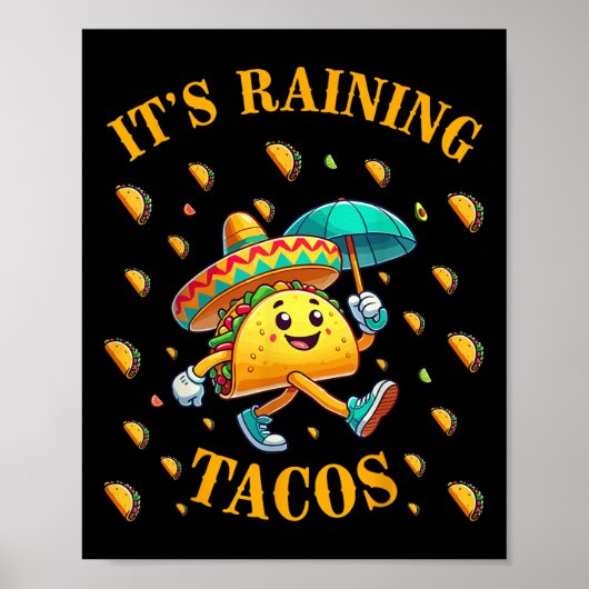 Het regent taco's Funny Taco houdt van Kinder meis Poster (Voorkant)