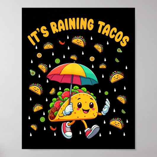 Het regent taco's Grappige taco liefhebbers Kinder Poster (Voorkant)
