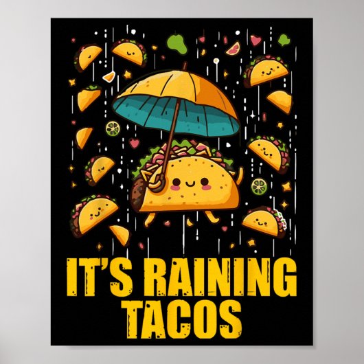 Het regent taco's Grappige taco liefhebbers Kinder Poster (Voorkant)