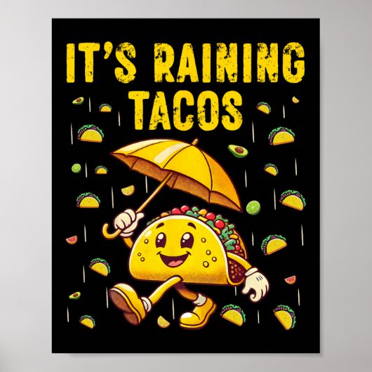 Het regent taco's Grappige taco liefhebbers Kinder Poster (Voorkant)
