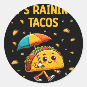 Het regent taco's Grappige taco-liefhebbers Kinder Ronde Sticker