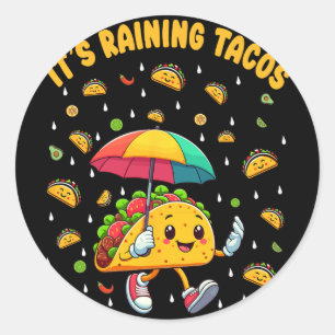 Het regent Tacos Grappige Taco Liefhebbers Kindere Ronde Sticker