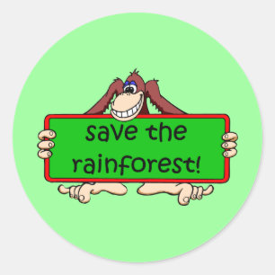 het regenwoud redden ronde sticker