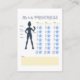 het registreren van uw vooruitgang bij fysieke oef visitekaartje