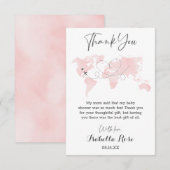Het Reizigersavontuur Blush roze Baby shower voor Bedankkaart (Voorkant / Achterkant)