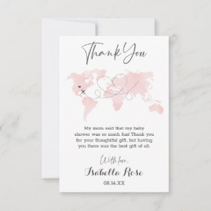 Het Reizigersavontuur Blush roze Baby shower voor Bedankkaart