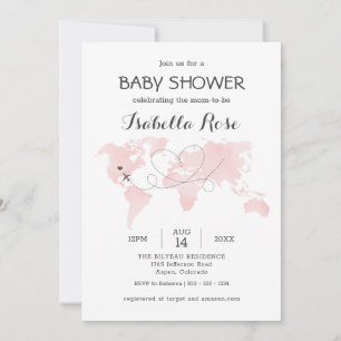Het Reizigersavontuur Blush roze Baby shower voor  Kaart