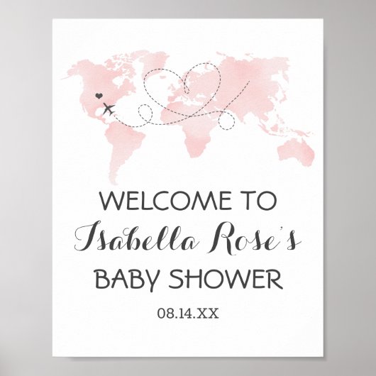 Het Reizigersavontuur Blush roze Baby shower voor  Poster (Voorkant)