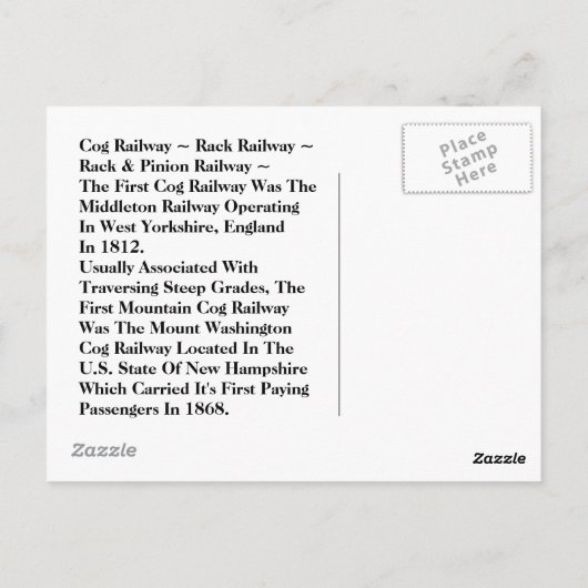 Het Rek EZ2 van het BRIEFKAART van de TREIN van CO (Achterkant)