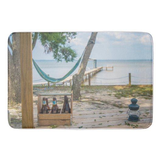 Het relaxen op de strandfoto badmat (Voorkant)