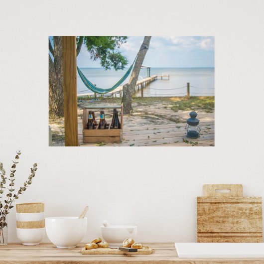 Het relaxen op de strandfoto poster (Keuken)
