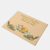 Het relaxen van Deuren met Sleepy Fox & Flowers Deurmat (Schuin)