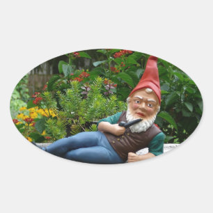 Het relaxen van Gnoom met het Santa Pet Ovale Sticker