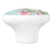 Het rendabele moderne  roos met stippen blauwe kas keramische knop (Zijkant)