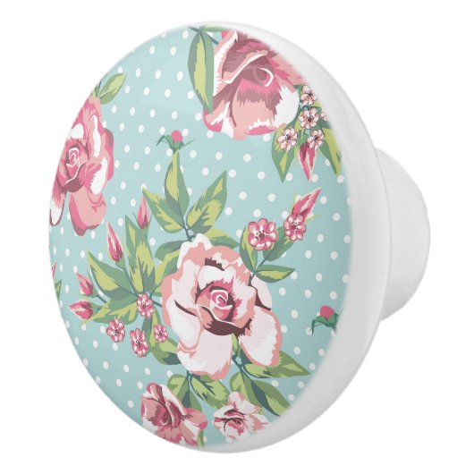 Het rendabele moderne  roos met stippen blauwe kas keramische knop (Rechts)