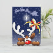 Het rendier In verwarring gebrachte Grappige Feestdagenkaart (Staand voorkant)