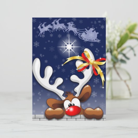 Het rendier In verwarring gebrachte Grappige Feestdagenkaart (Staand voorkant)