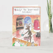het rendier met bruine neus feestdagen kaart (Voorkant)