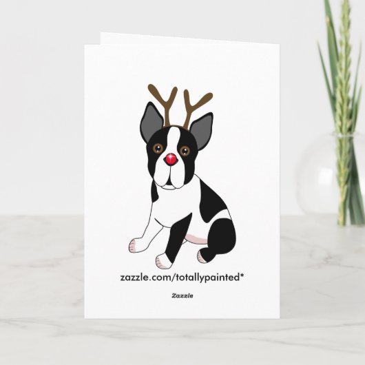 Het Rendier van Boston Terrier Feestdagen Kaart (Achterkant)