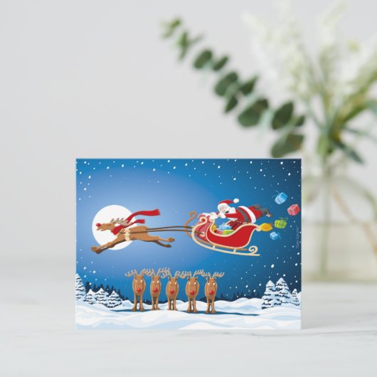 Het Rendier van de Ar van de Kerstman van Kerstmis Feestdagenkaart (Staand voorkant)