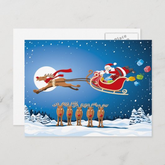 Het Rendier van de Ar van de Kerstman van Kerstmis Feestdagenkaart (Voorkant / Achterkant)