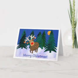 Het Rendier van Kerstmis, Vrolijke Kerstmis! Feestdagen Kaart