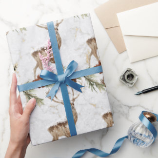 Het rendierpatroon van de klap met fir tak & pinec cadeaupapier