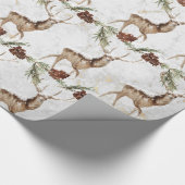 Het rendierpatroon van de klap met fir tak & pinec cadeaupapier (Hoek)