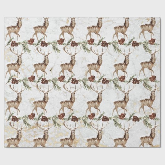 Het rendierpatroon van de klap met fir tak & pinec cadeaupapier (Vlak)