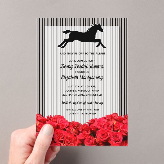 Het renpaard en Red Roses Derby Vrijgezellenfeest Acryl Uitnodigingen (Insitu (Draagbaar))