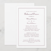 Het repetitieve Dinner Wedding Elegant Bourgundy M Kaart (Voorkant / Achterkant)