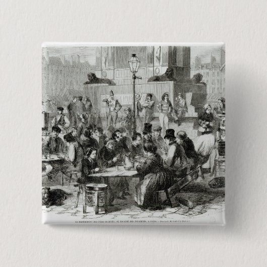 Het restaurant van natte voeten vierkante button 5,1 cm (Voorkant)