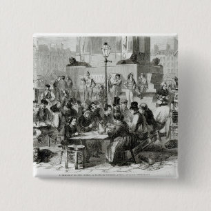 Het restaurant van natte voeten vierkante button 5,1 cm