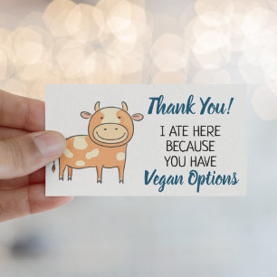 Het restaurant Vegan outreach bedankt je kaart Visitekaartje