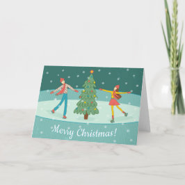 Het Retro schaatsen Feestdagen Kaart