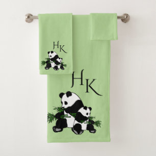 Het reuze Monogram van Panda's Bad Handdoek