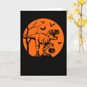 Het rex halloween dinosauruscadeau voor hem haar kaart (Gele Bloem)