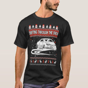 Het rijden door de sneeuw en de lelijke kerstkeuke t-shirt